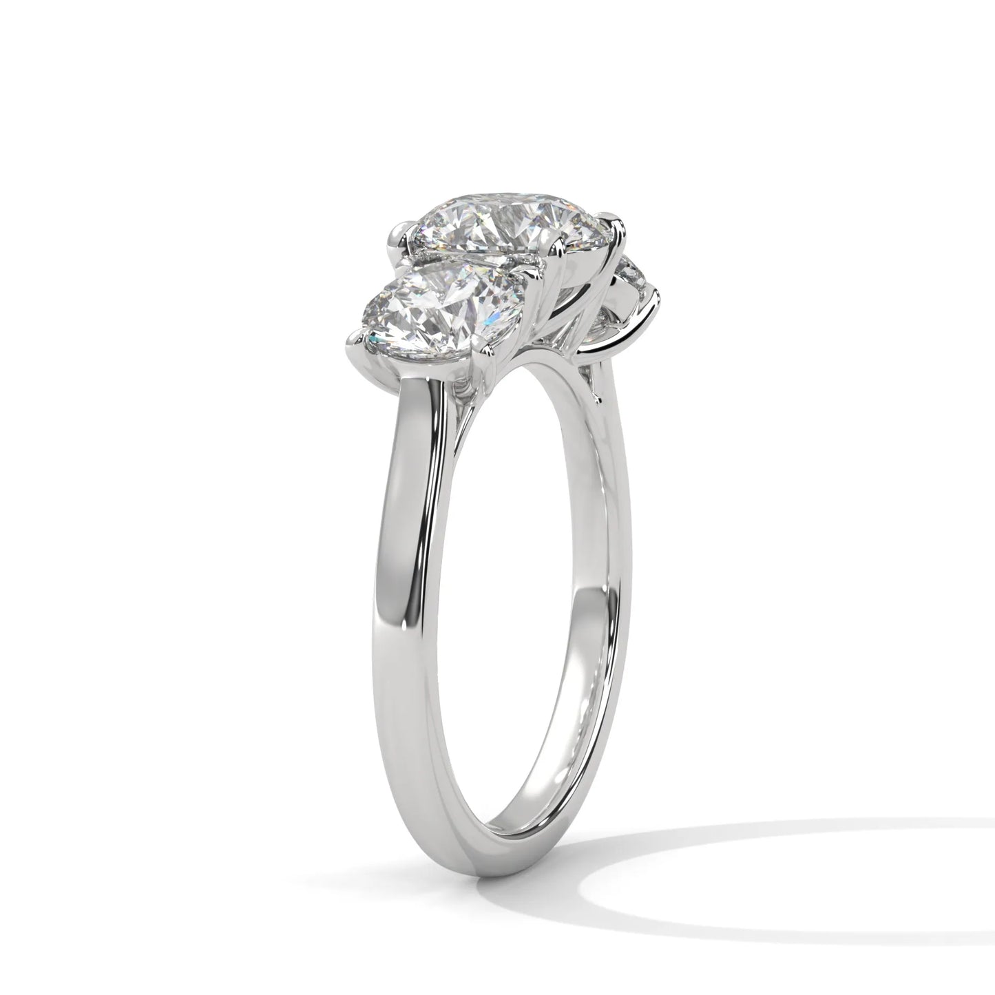2.0ct round brilliant cut moissanite 3-stone ring 925 sterling silver classic engagement band