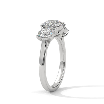 2.0ct Round Brilliant Cut Moissanite 3-Stone Ring 925 Sterling Silver Classic Engagement Band