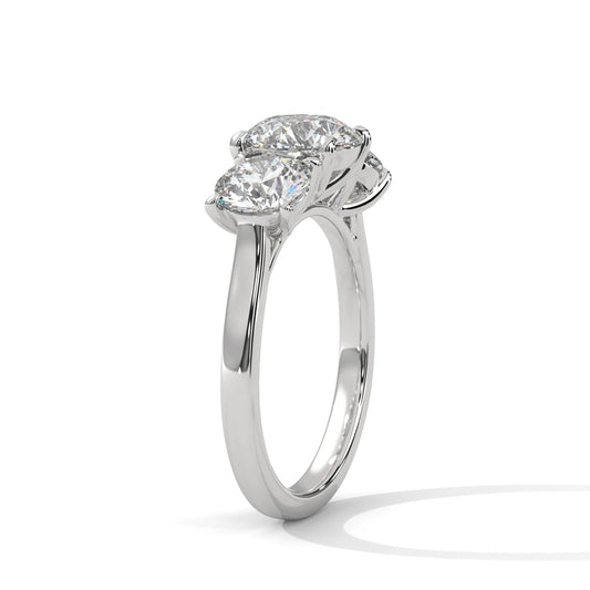 2.0ct Round Brilliant Cut Moissanite 3-Stone Ring 925 Sterling Silver Classic Engagement Band
