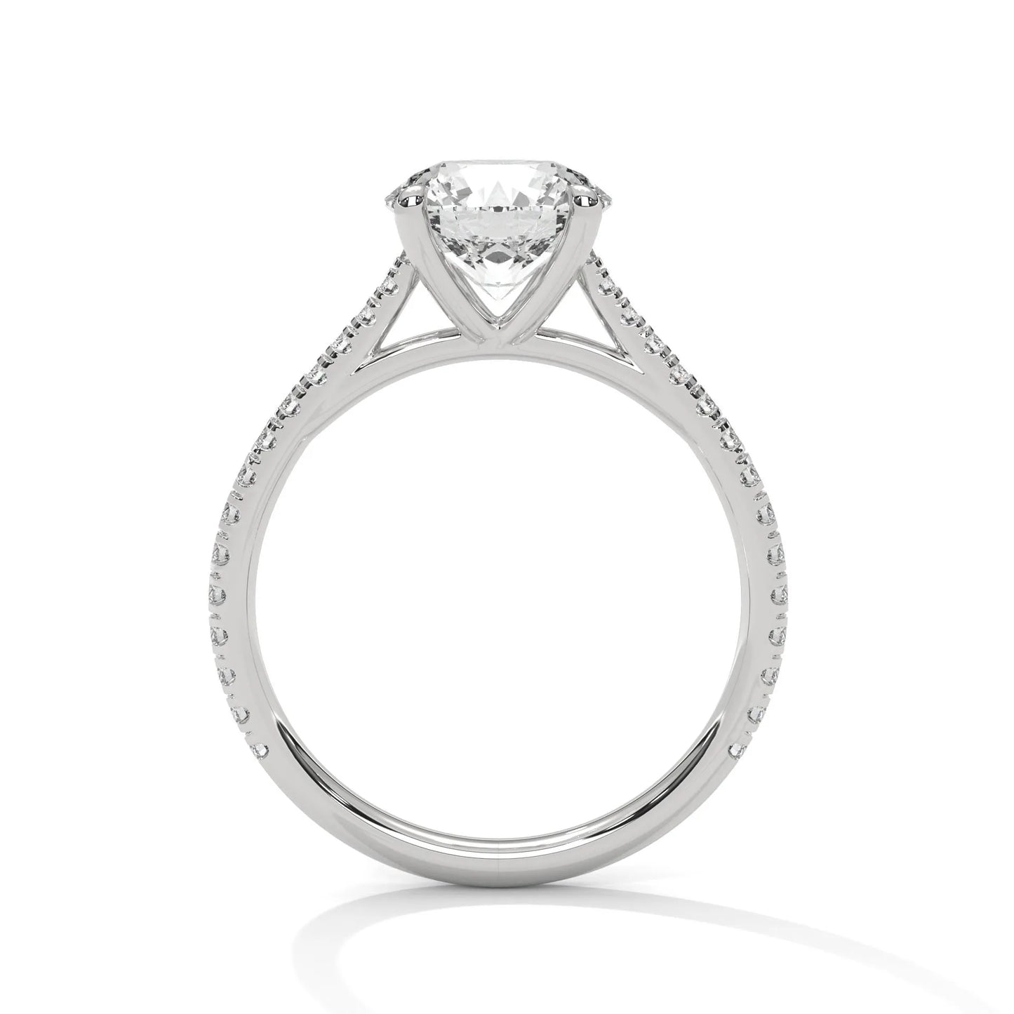 2.0ct round brilliant cut moissanite solitaire ring 925 sterling silver pave set band