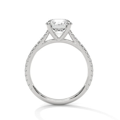 2.0ct Round Brilliant Cut Moissanite Solitaire Ring 925 Sterling Silver Pave Set Band