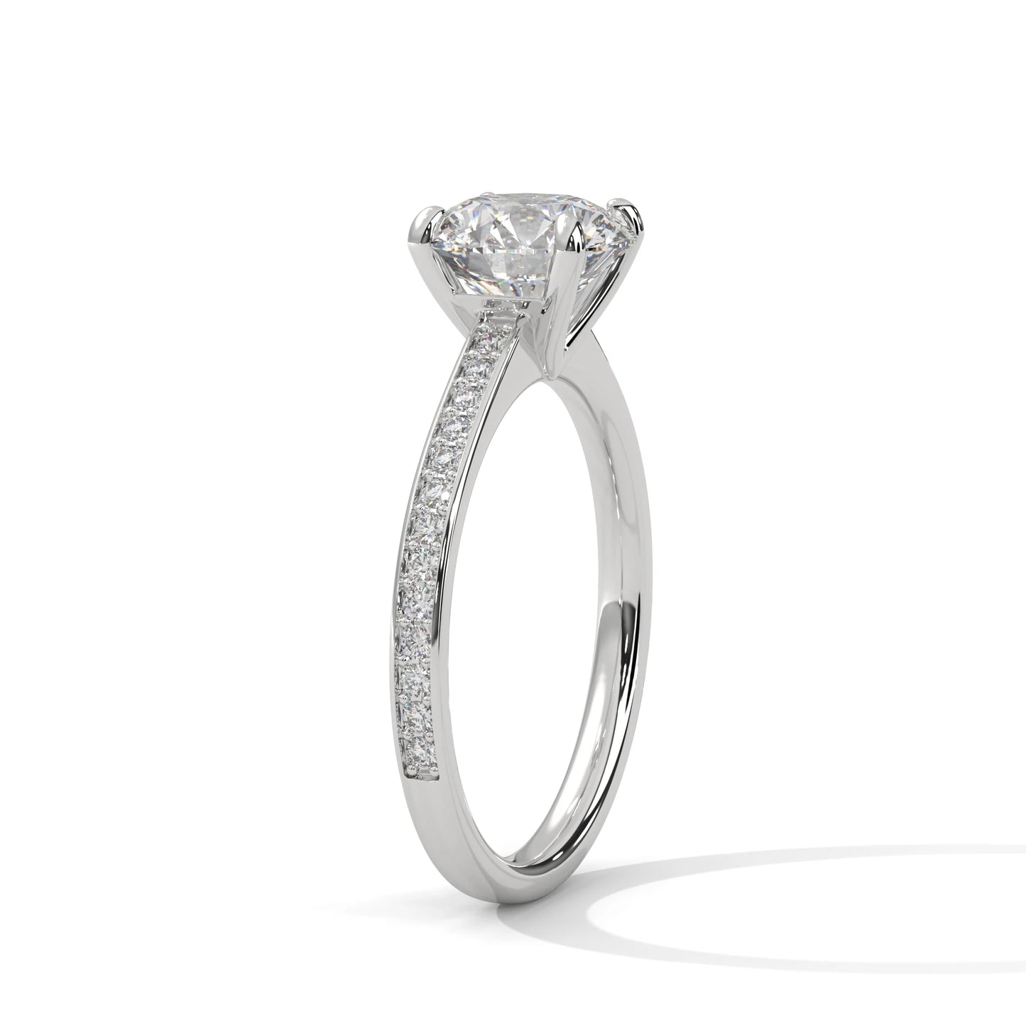 2.0ct round brilliant cut moissanite solitaire ring with pave band 925 sterling silver