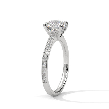 2.0ct Round Brilliant Cut Moissanite Solitaire Ring with Pave Band 925 Sterling Silver