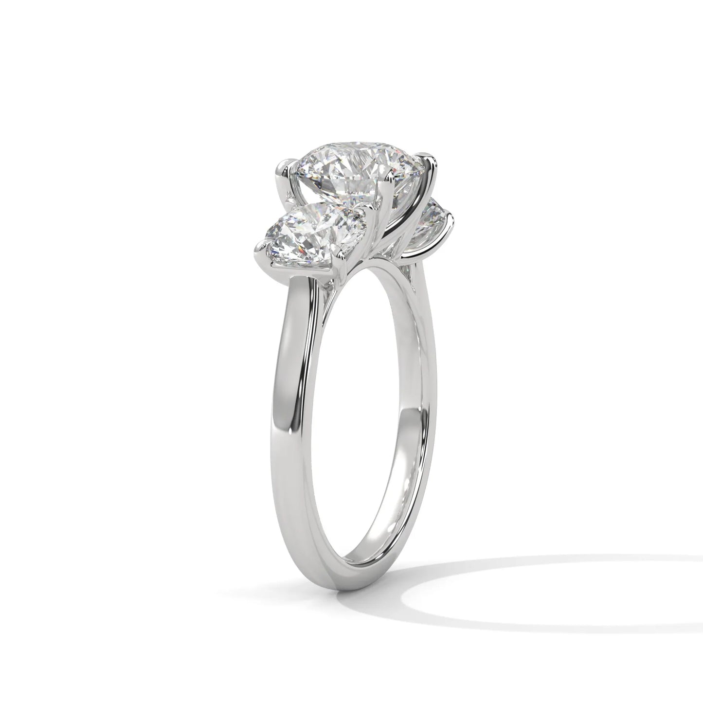 2.0ct round brilliant cut moissanite 3-stone engagement ring 925 sterling silver
