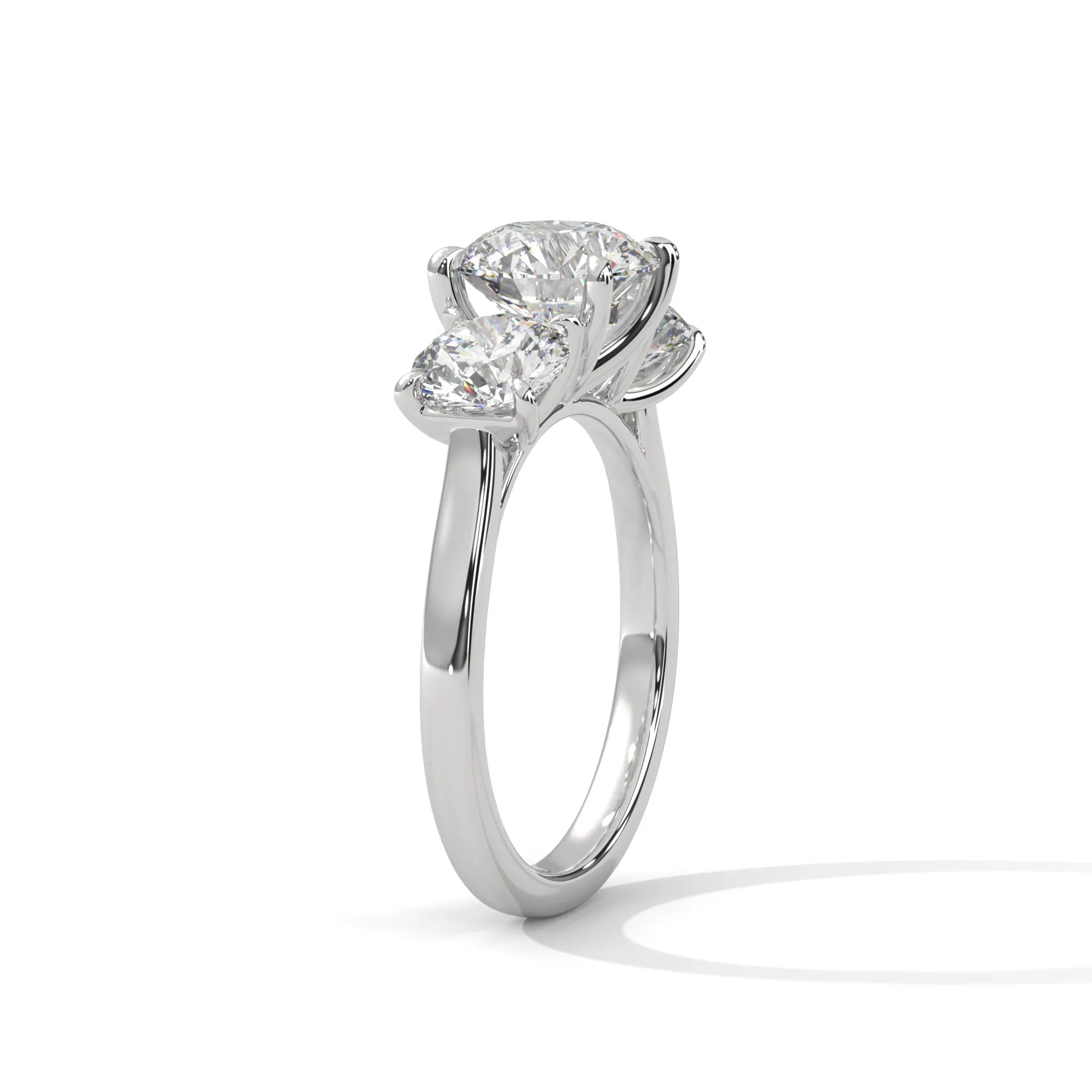 2.0ct Round Brilliant Cut Moissanite 3-Stone Engagement Ring 925 Sterling Silver