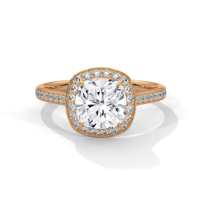 2.0ct Cushion Cut Moissanite Halo Solitaire Ring 925 Sterling Silver Engagement Band