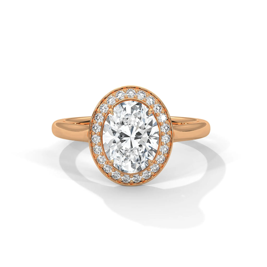 2.0ct Oval Cut Moissanite Halo Solitaire Ring 925 Sterling Silver Engagement Band