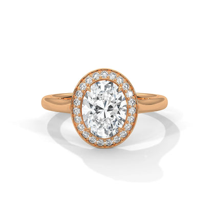 2.0ct Oval Cut Moissanite Halo Solitaire Ring 925 Sterling Silver Engagement Band