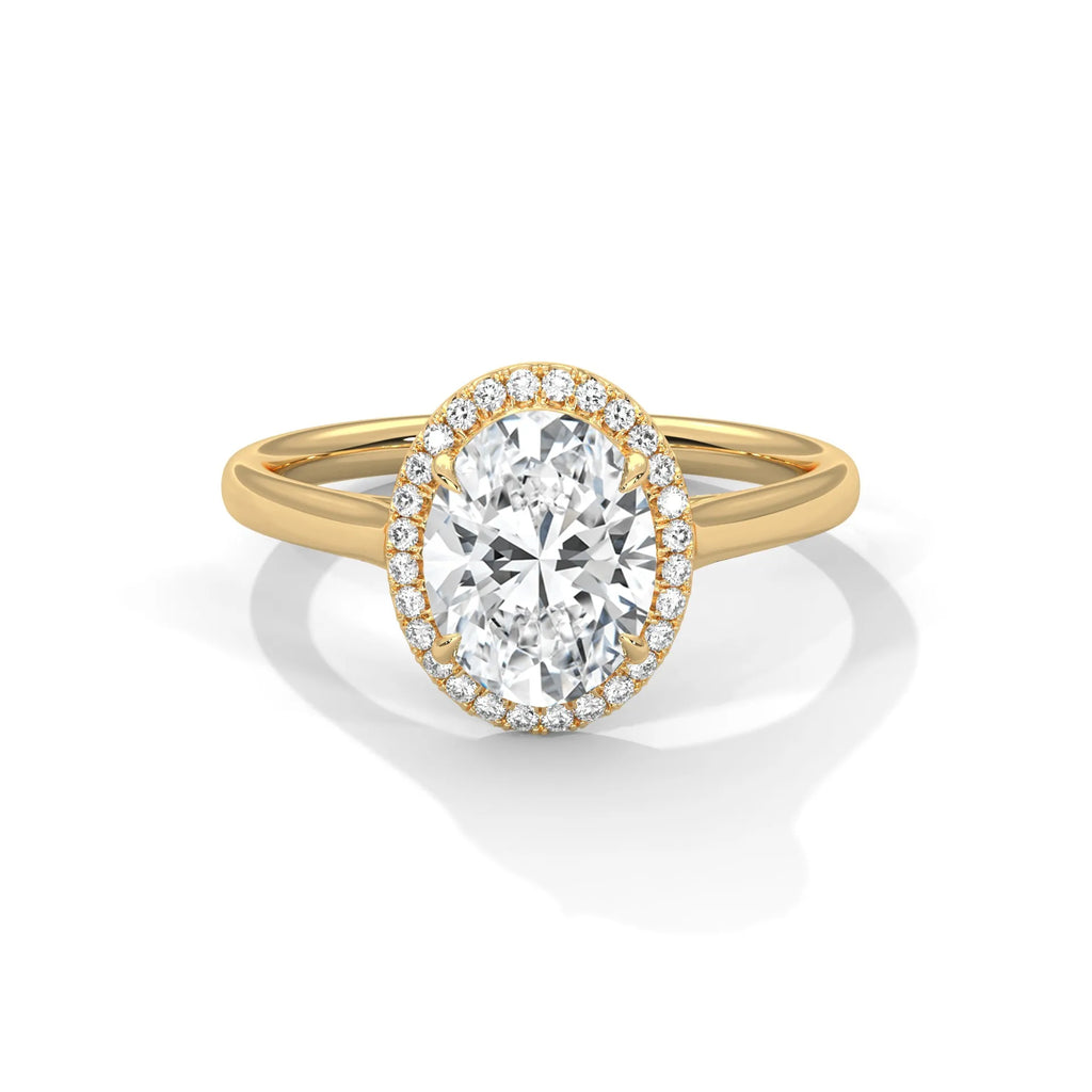 2.0ct Oval Cut Moissanite Halo Solitaire Ring 925 Sterling Silver Engagement Band