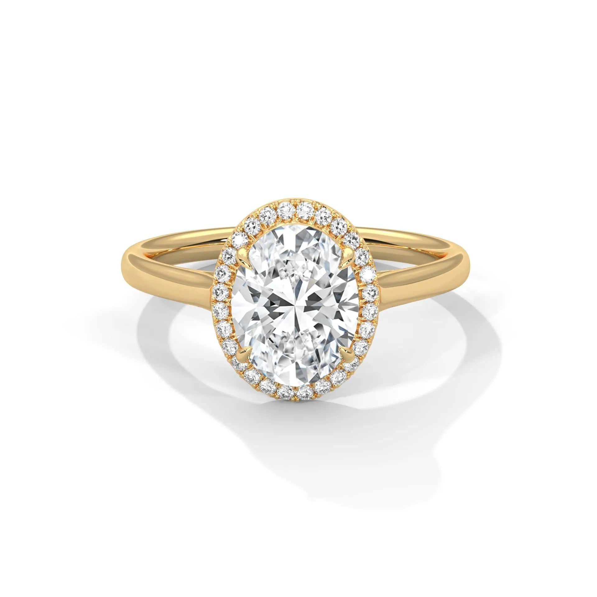 2.0ct Oval Cut Moissanite Halo Solitaire Ring 925 Sterling Silver Engagement Band