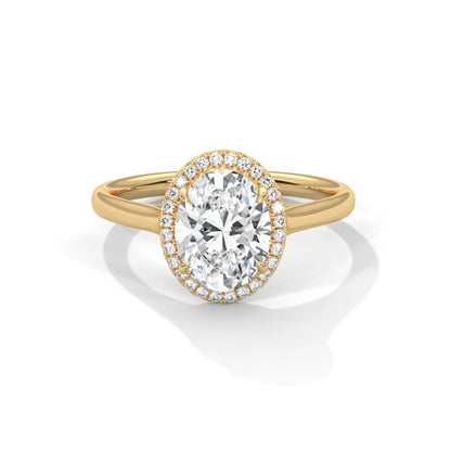 2.0ct Oval Cut Moissanite Halo Solitaire Ring 925 Sterling Silver Engagement Band