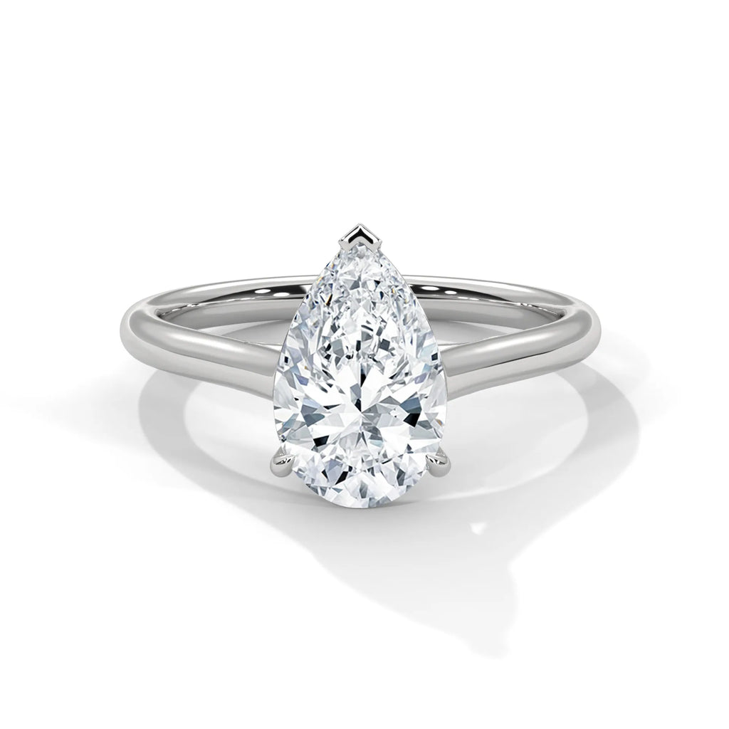 2.0ct Pear Cut Moissanite Solitaire Ring 925 Sterling Silver Classic Engagement Band