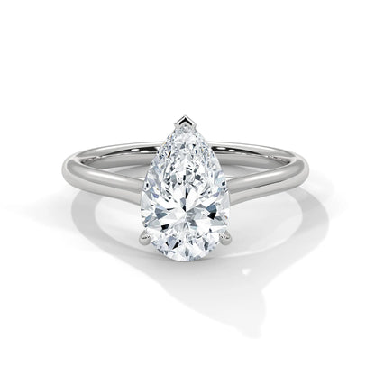 2.0ct Pear Cut Moissanite Solitaire Ring 925 Sterling Silver Classic Engagement Band