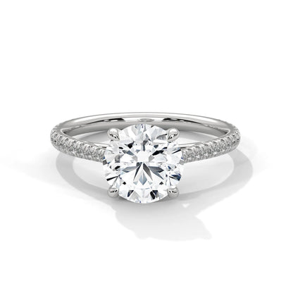 2.0ct Round Brilliant Cut Moissanite Solitaire Ring 925 Sterling Silver Pave Set Band