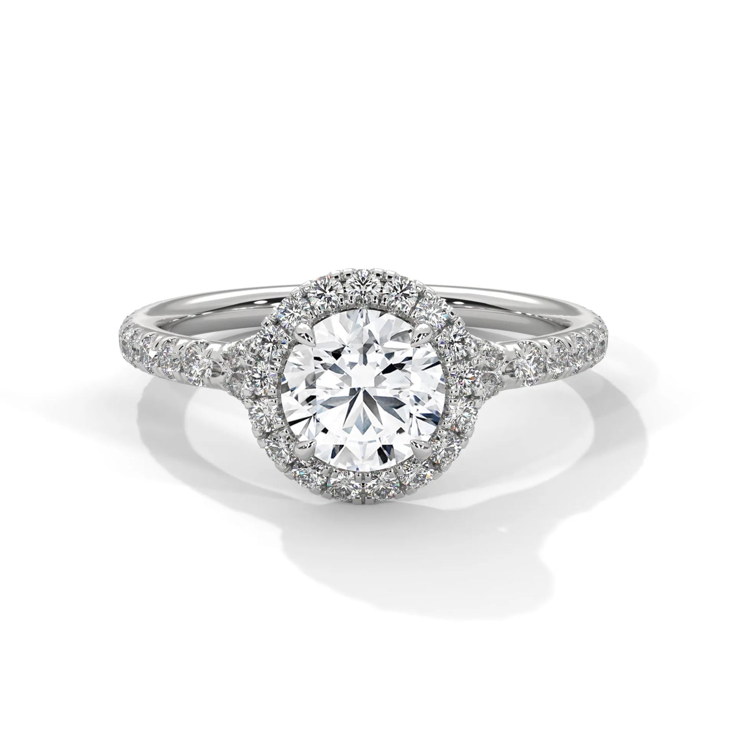 1.0ct round brilliant cut moissanite halo solitaire ring 925 sterling silver engagement band