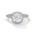 2.0ct Cushion Cut Moissanite Halo Solitaire Ring 925 Sterling Silver Engagement Band