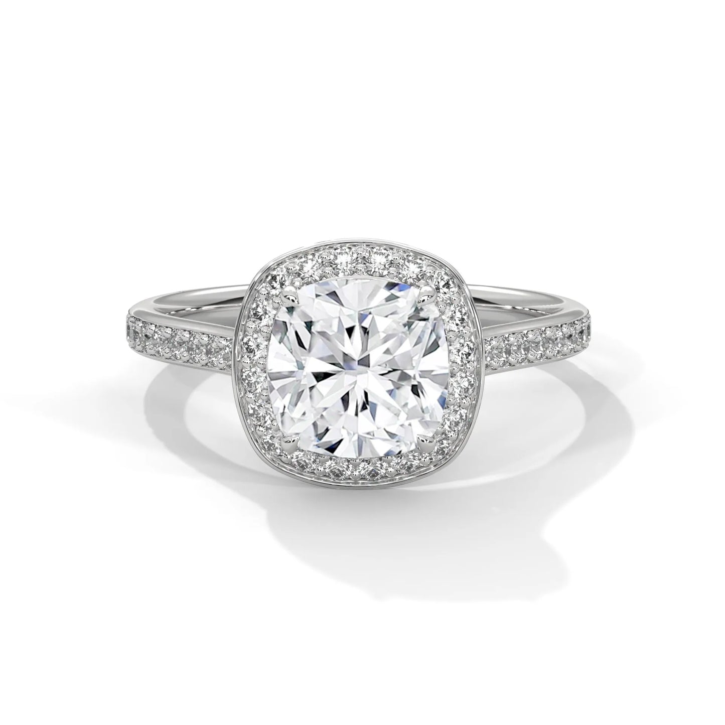 2.0ct cushion cut moissanite halo solitaire ring 925 sterling silver engagement band