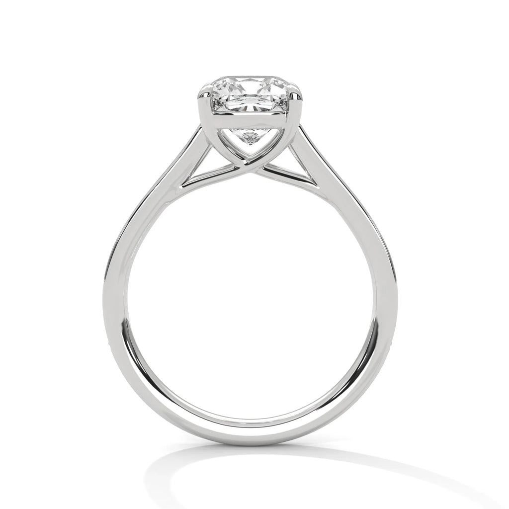 2.0ct Cushion Cut Moissanite Solitaire Ring with Pave Band 925 Sterling Silver