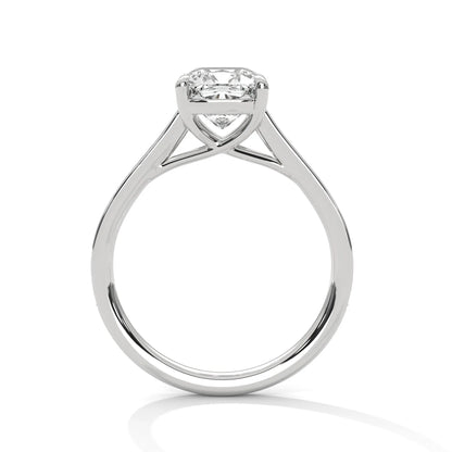 2.0ct Cushion Cut Moissanite Solitaire Ring with Pave Band 925 Sterling Silver