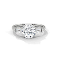 2.0ct Round Brilliant and Baguette Cut Moissanite 3-Stone Ring 925 Sterling Silver