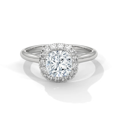 2.0ct Cushion Cut Moissanite Halo Solitaire Ring 925 Sterling Silver Engagement Band