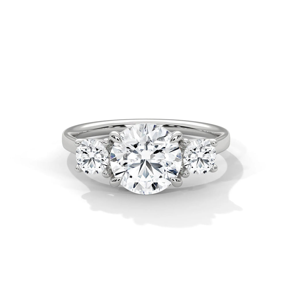 2.0ct Round Brilliant Cut Moissanite 3-Stone Engagement Ring 925 Sterling Silver