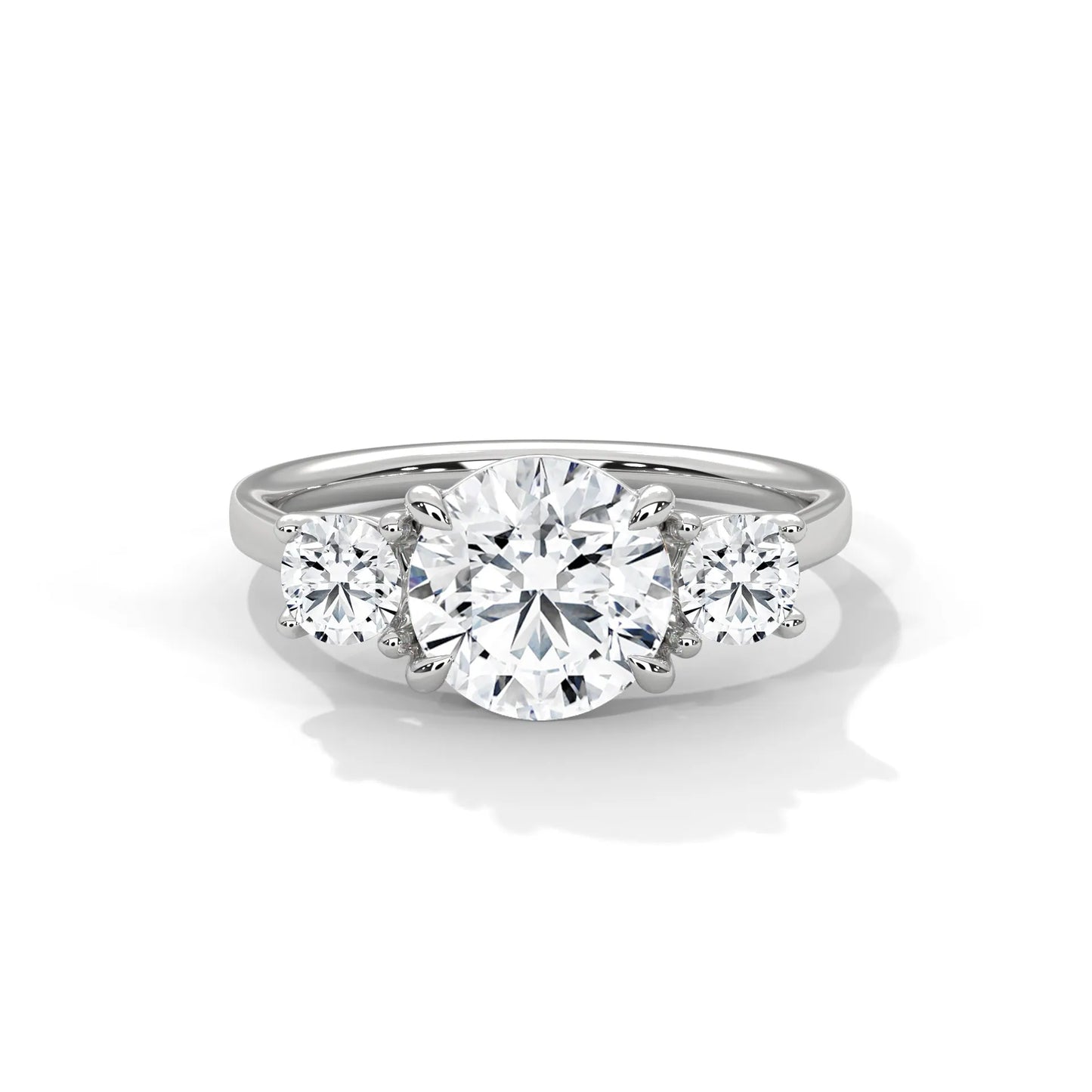 2.0ct round brilliant cut moissanite 3-stone engagement ring 925 sterling silver