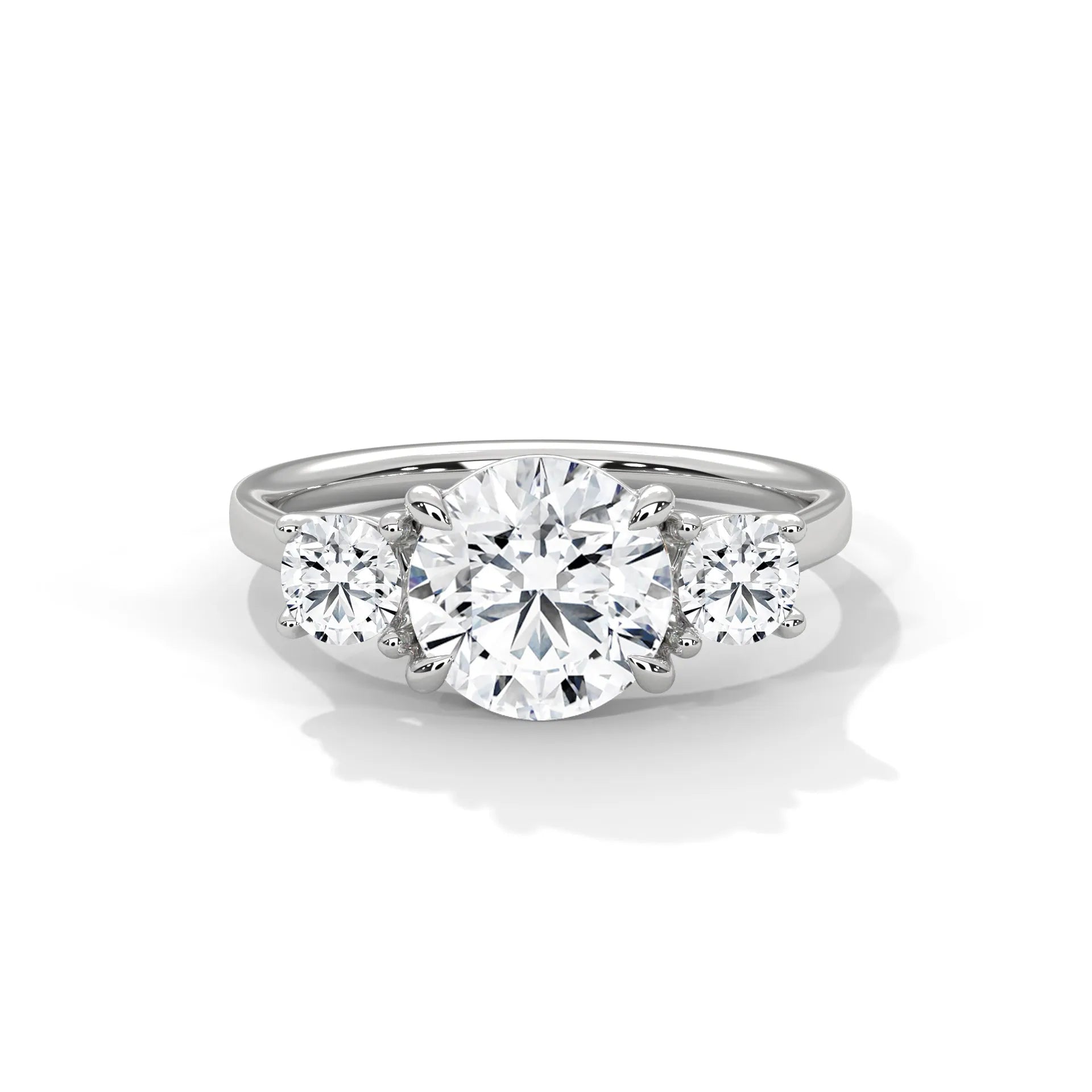 2.0ct Round Brilliant Cut Moissanite 3-Stone Engagement Ring 925 Sterling Silver