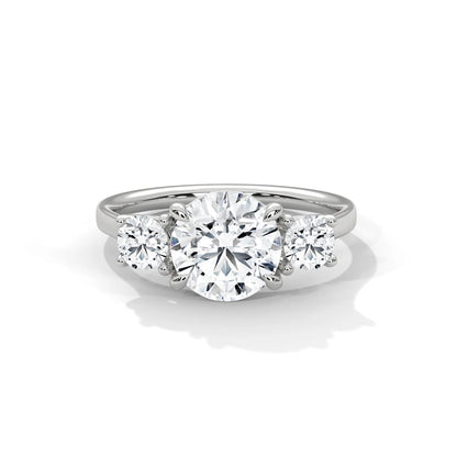 2.0ct Round Brilliant Cut Moissanite 3-Stone Engagement Ring 925 Sterling Silver