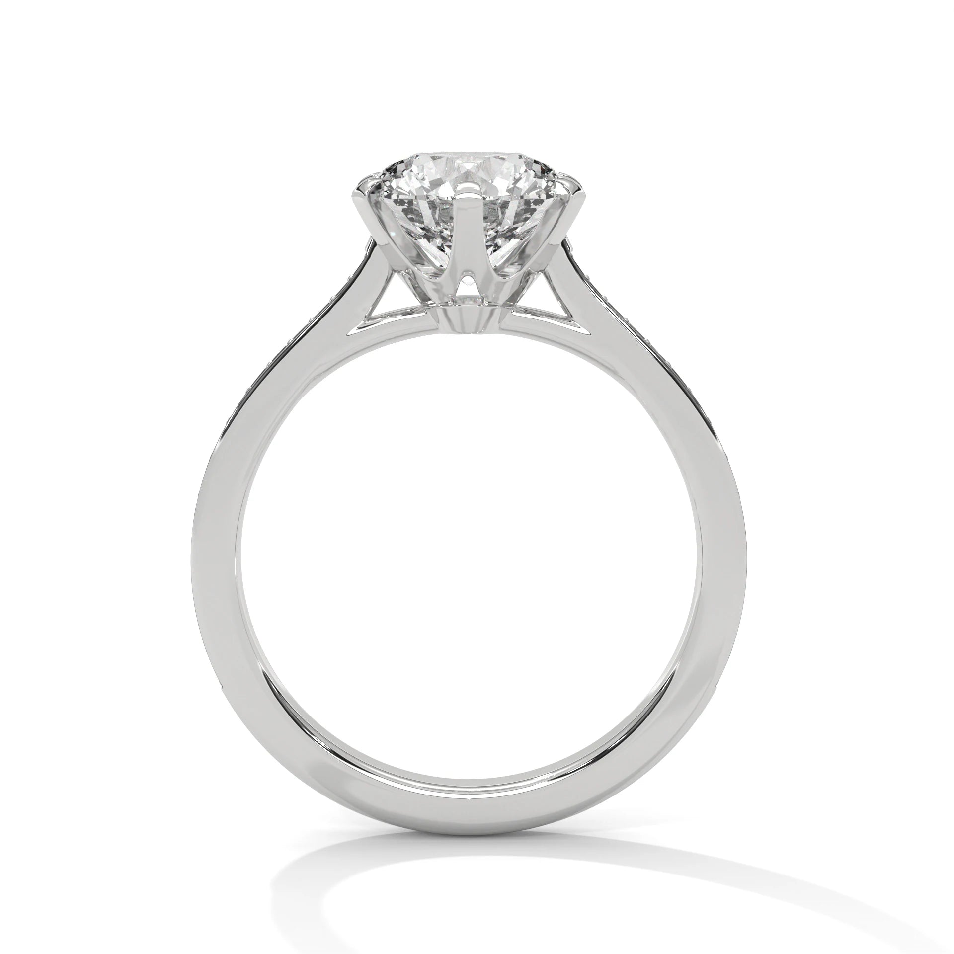 Round Brilliant Cut 2.0ct Moissanite Solitaire Ring 925 Sterling Silver Pave Engagement Band