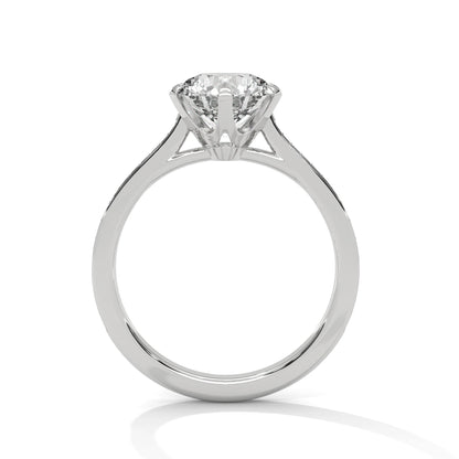Round Brilliant Cut 2.0ct Moissanite Solitaire Ring 925 Sterling Silver Pave Engagement Band