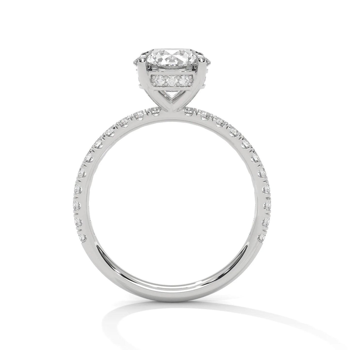 2.0ct round brilliant cut moissanite solitaire ring with pave set band 925 sterling silver