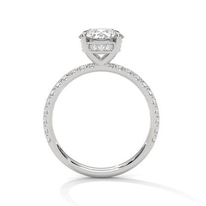 2.0ct Round Brilliant Cut Moissanite Solitaire Ring with Pave Set Band 925 Sterling Silver