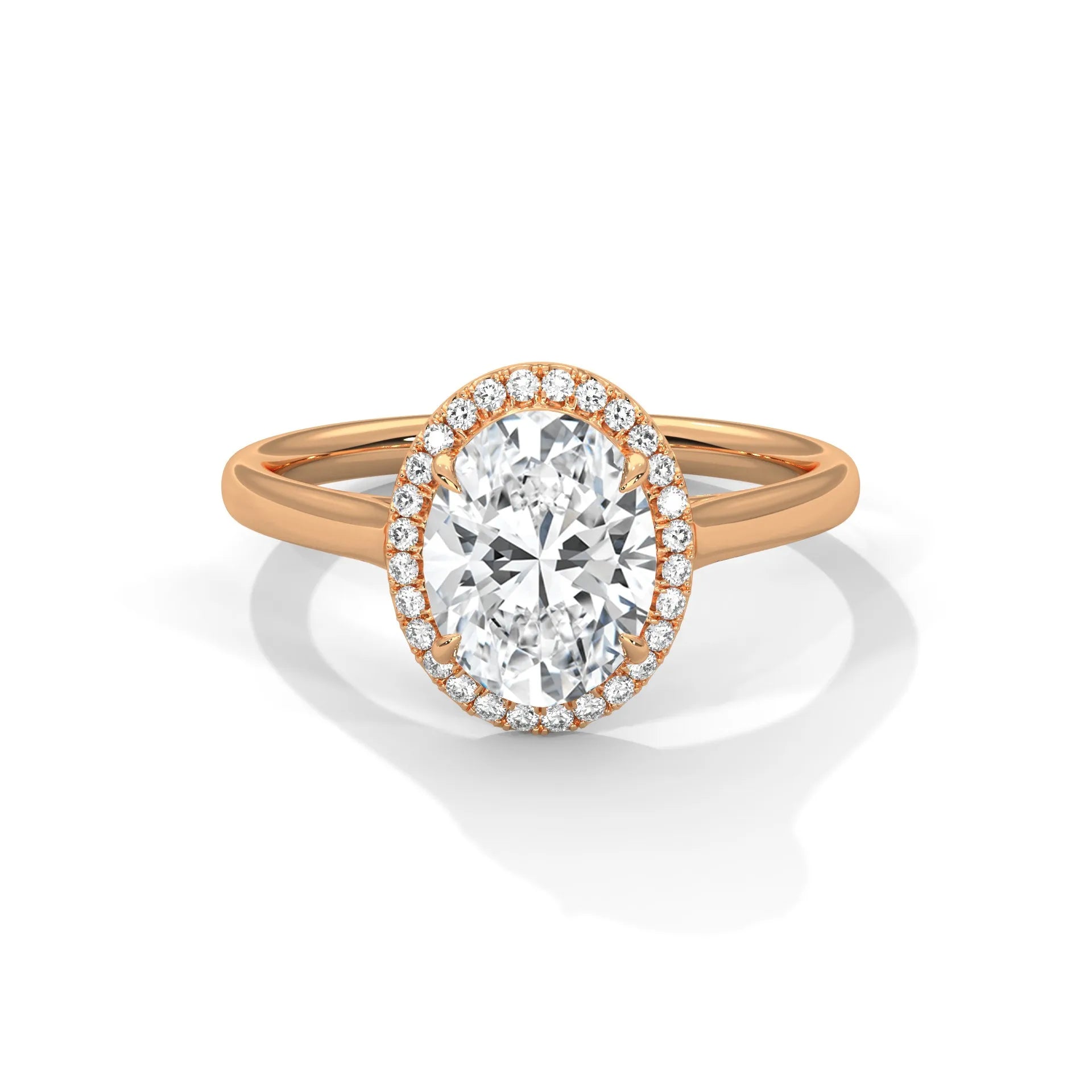 2.0ct Oval Cut Moissanite Halo Solitaire Ring 925 Sterling Silver Engagement Band