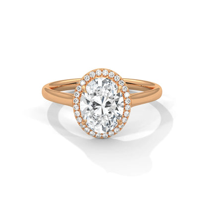 2.0ct Oval Cut Moissanite Halo Solitaire Ring 925 Sterling Silver Engagement Band