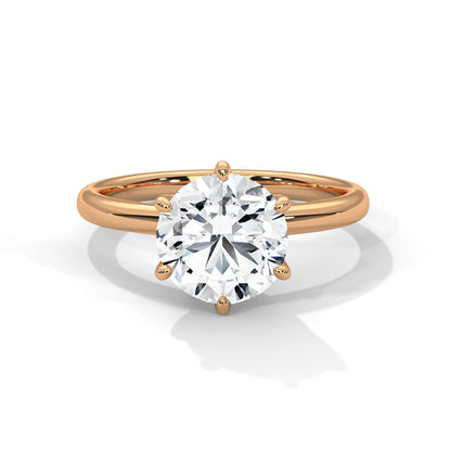 2.0ct Round Brilliant Cut Moissanite Solitaire Ring 925 Sterling Silver Classic 6-Prong Engagement Band