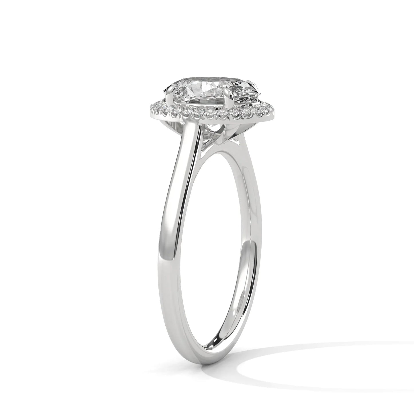 2.0ct oval cut moissanite halo solitaire ring 925 sterling silver engagement band