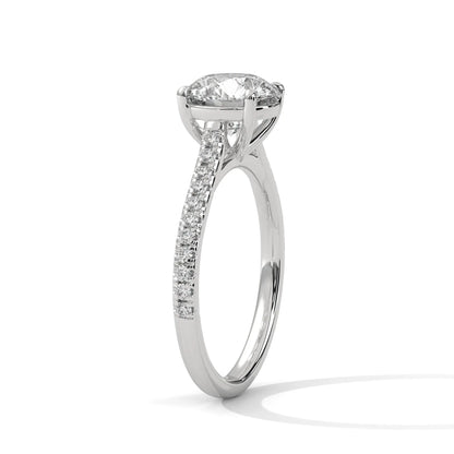 2.0ct Round Brilliant Cut Moissanite Solitaire Ring with Pave Band 925 Sterling Silver