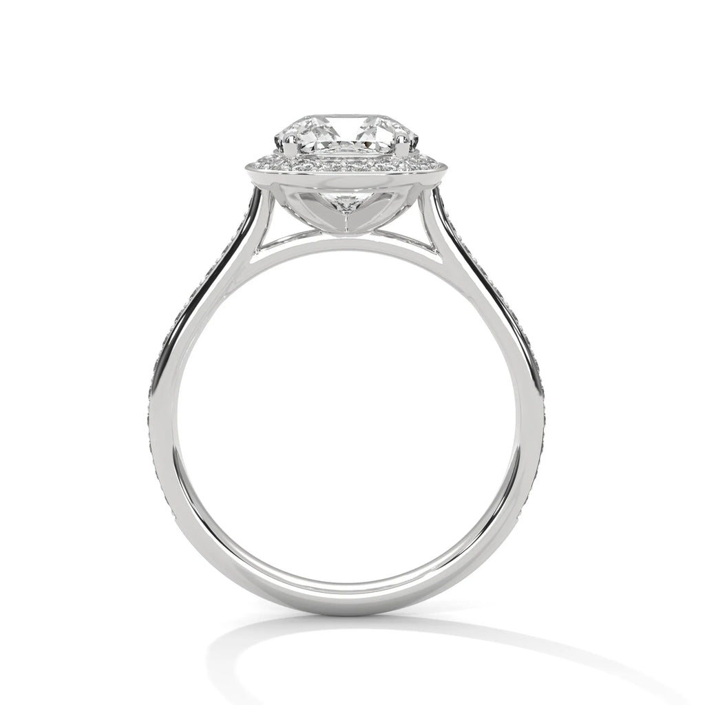 2.0ct Cushion Cut Moissanite Halo Solitaire Ring 925 Sterling Silver Engagement Band