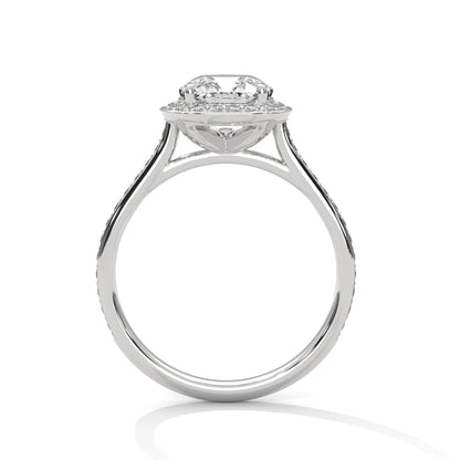 2.0ct Cushion Cut Moissanite Halo Solitaire Ring 925 Sterling Silver Engagement Band