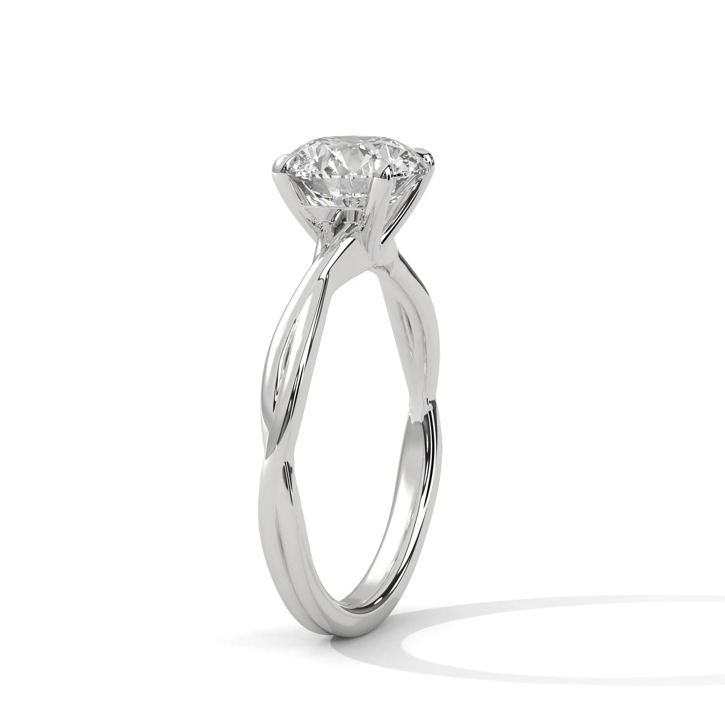2.0ct round brilliant cut moissanite solitaire ring with twist band 925 sterling silver