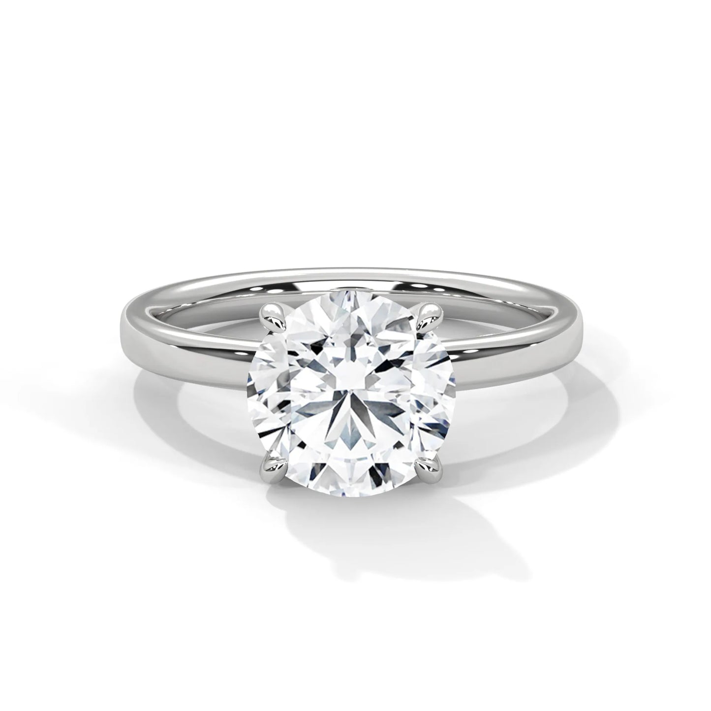 2.0ct round brilliant cut moissanite solitaire ring 925 sterling silver classic 4-prong engagement band