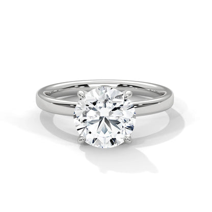 2.0ct Round Brilliant Cut Moissanite Solitaire Ring 925 Sterling Silver Classic 4-Prong Engagement Band