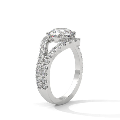 2.54ctw Round Brilliant Cut Moissanite Bypass Halo Ring 925 Sterling Silver Engagement Band