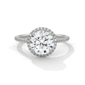 2.0ct Round Brilliant Cut Moissanite Halo Solitaire Ring 925 Sterling Silver Engagement Band