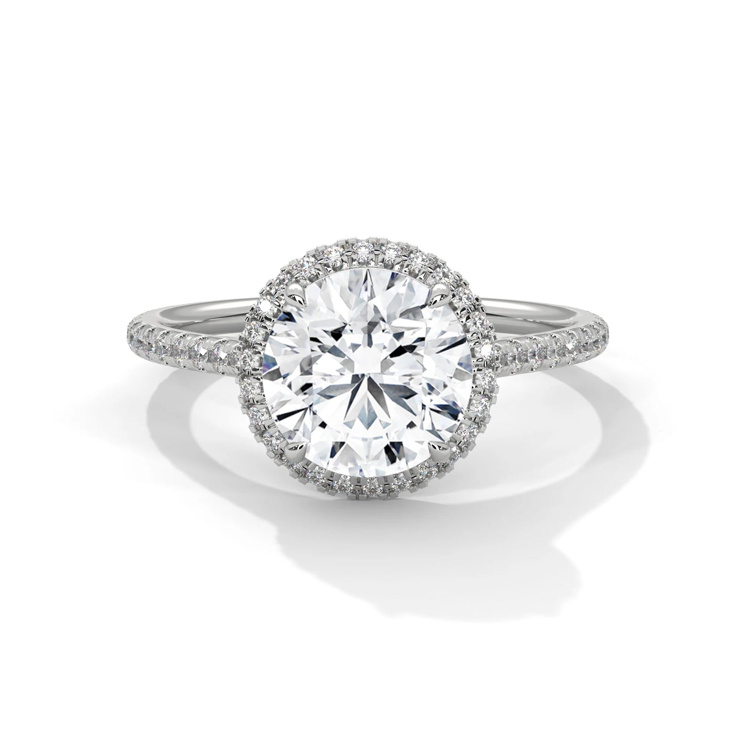 2.0ct round brilliant cut moissanite halo solitaire ring 925 sterling silver engagement band