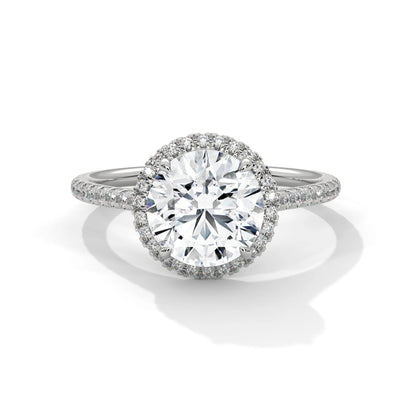2.0ct Round Brilliant Cut Moissanite Halo Solitaire Ring 925 Sterling Silver Engagement Band