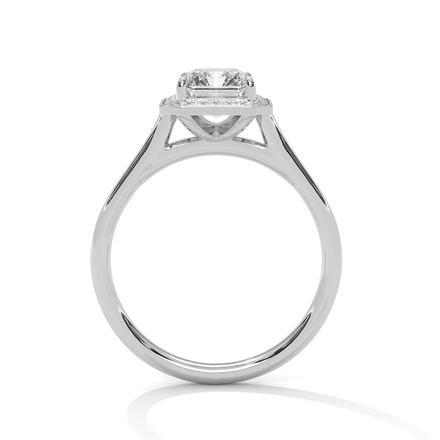 2.0ct emerald cut moissanite halo solitaire ring 925 sterling silver engagement band