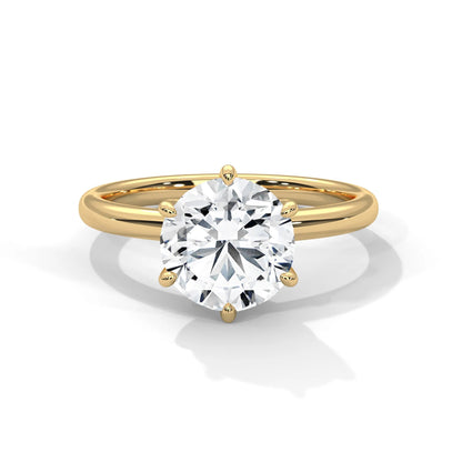 2.0ct Round Brilliant Cut Moissanite Solitaire Ring 925 Sterling Silver Classic 6-Prong Engagement Band
