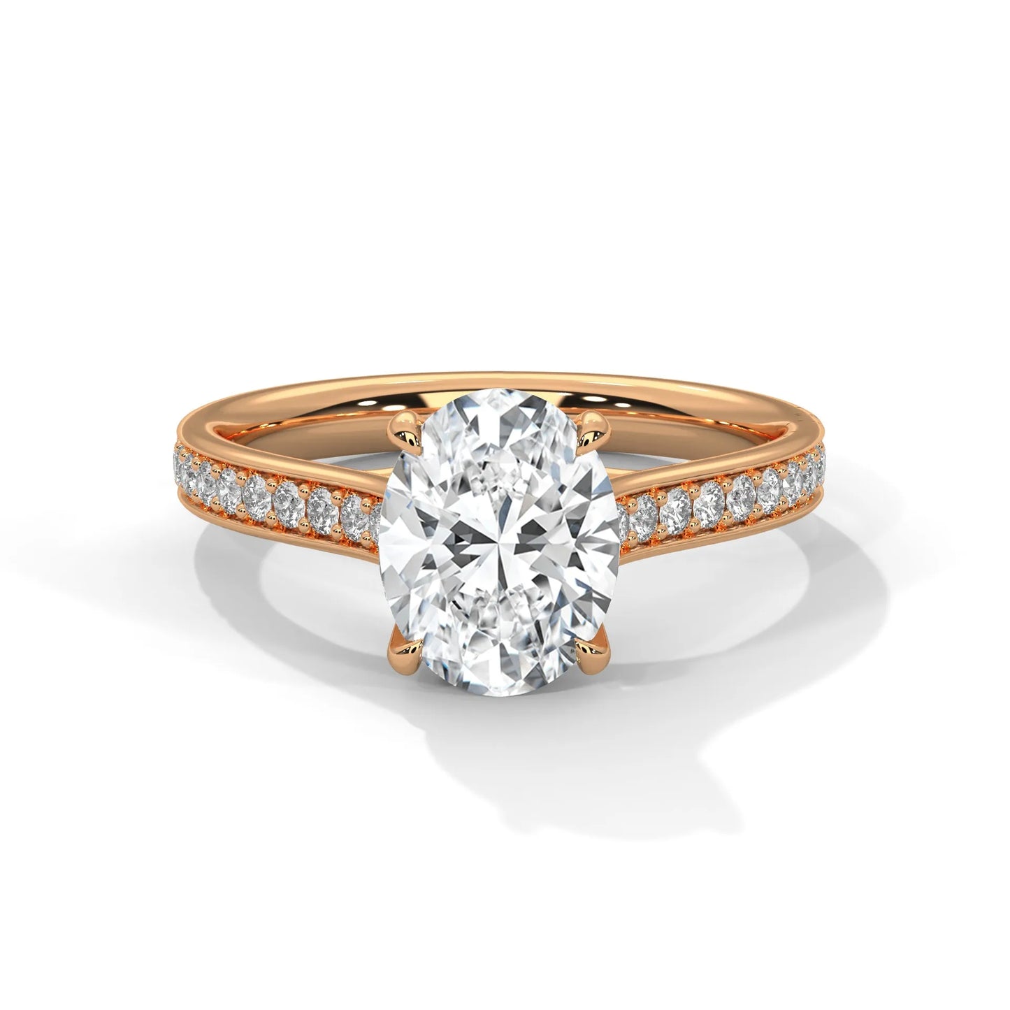 2.0ct oval cut moissanite solitaire ring with pave band 925 sterling silver